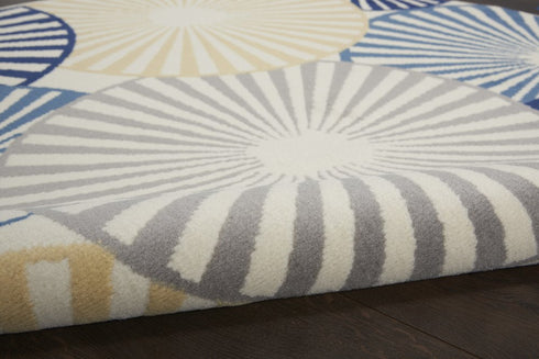 4' X 6' Blue and Ivory Geometric Power Loom Area Rug